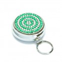 Green Crystal Ring Pill Box Keychain