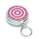 Pink Crystal Ring Pill Box Keychain