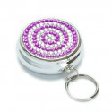 Purple Crystal Ring Pill Box Keychain