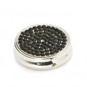 Black Crystal Round Pill Box