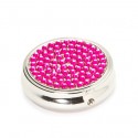 Pink Crystal Round Pill Box