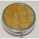 Beige Croc Round Pill Box