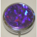 Purple Metallic Round Pill Box