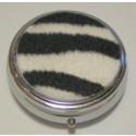 Furry Zebra Round Pill Box