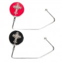2 Cross Crystal Purse Hooks:(Red & Black)
