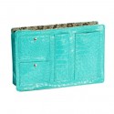 Large Aqua Blue Croco Purse Organizer With Floral lining