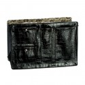 Large Chocolate Black Croco Purse Organizer With Floral Lining