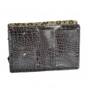 Large Grey Croco Purse Organizer With Floral lining