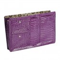 Large Purple Croco Purse Organizer With Floral lining