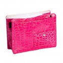 Small Pink Croco Purse Organizer With White lining