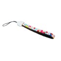 Multi Color on Black Crystal Cell Phone Key Strap 
