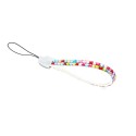 Multi Color on White Crystal Cell Phone Key Strap 