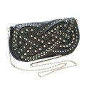 Black Stud Clutch With Silver Chain