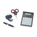 Black Crystal Office Supply Set: Scissor, Calculator, Stapler & Pen