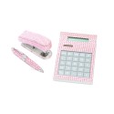 Pink Crystal Office Supply Set: Calculator, Stapler & Pen