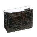 Small Brown Croco Purse Organizer With White lining