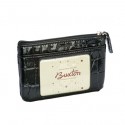 Buxton Black Croc Card Case Wallet
