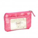 Buxton Pink Croc Card Case Wallet