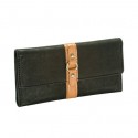 Mundi Black Leather Zip clutch Bridle Wallet