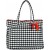 Black and White Houndstooth Print Beach Bag with Red Trim