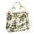 Beige Flower Canvas Bag with Rope Handle