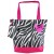 Zebra Print Tote Beach Bag w/ Hot Pink Trim