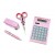 Pink Crystal Office Supply Set: Scissor, Calculator, Stapler & Pen