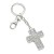 Clear Crystal Wide Cross Keychain 