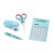 Blue Crystal Office Supply Set: Scissor, Calculator, Stapler & Pen