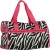 Zebra Carry On Duffle Bag w/ Hot Pink Trim 19" Inches