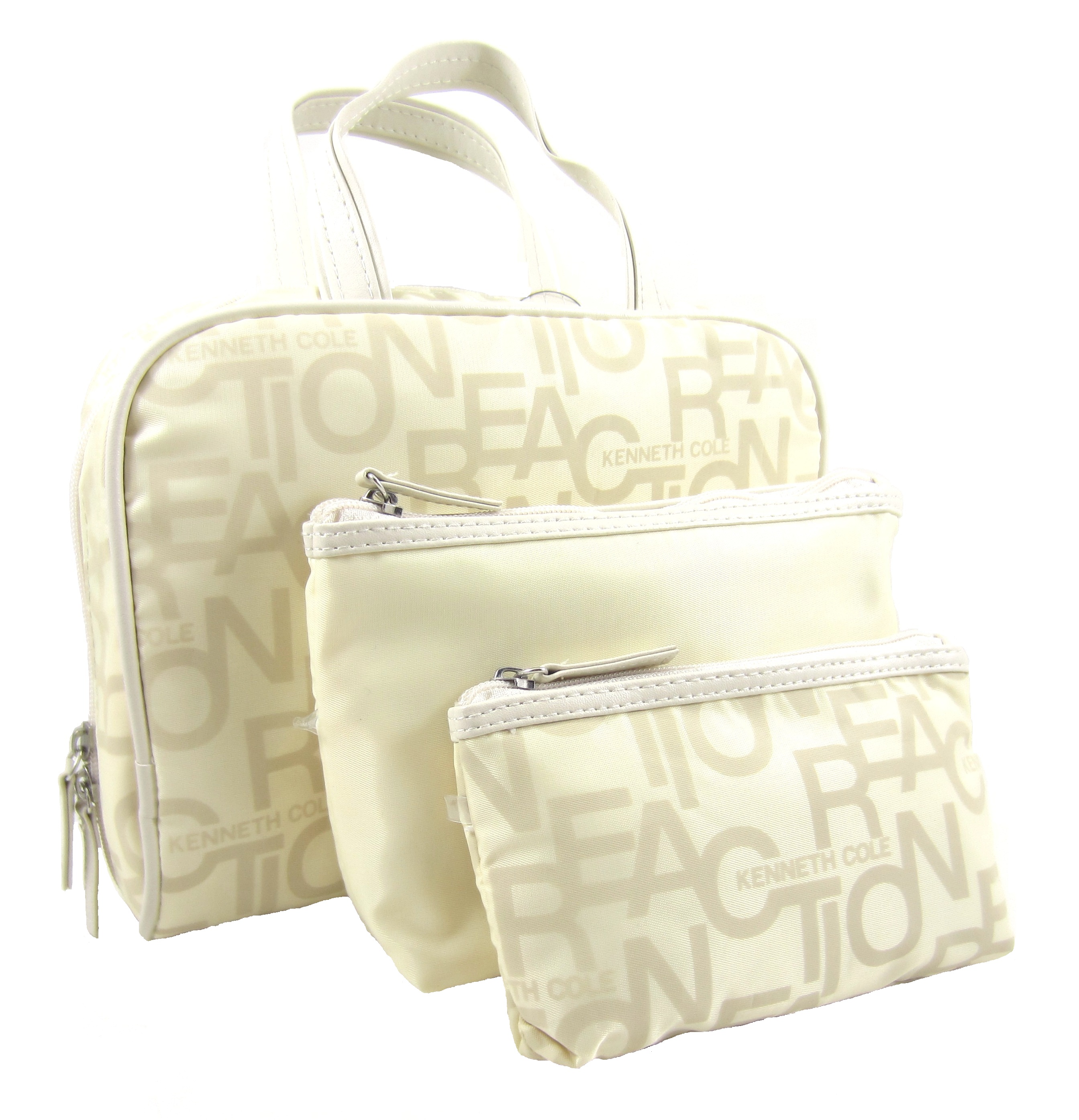 Cream Cole Reaction Logo 3 Piece Overnight Makeup Cosmetic Case