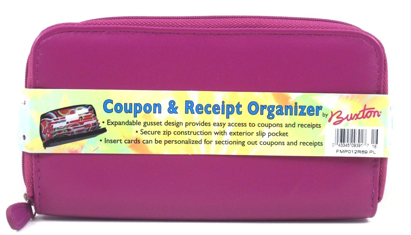 Buxton Purple Grocery Coupon Receipt Holder Organizer Zip Around Clutch Wallet | eBay