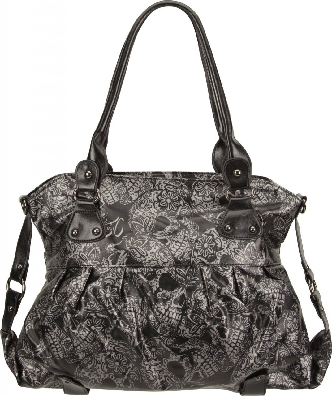 Iron Fist Metallic Charcoal Sweet Sugar Skull O' Mine Vegan Purse